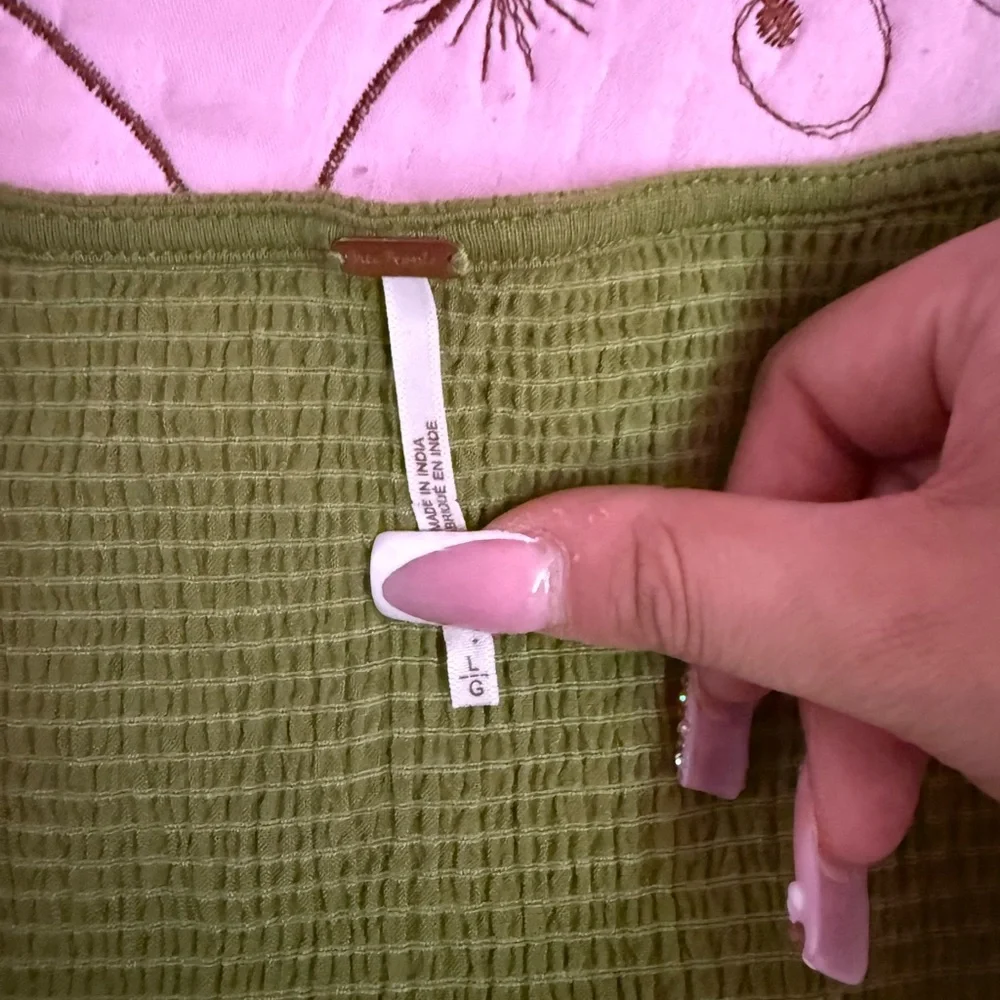 NWOT Free People Laila‎ Mini Dress in Calla Green Size LARGE - Picture 3 of 6